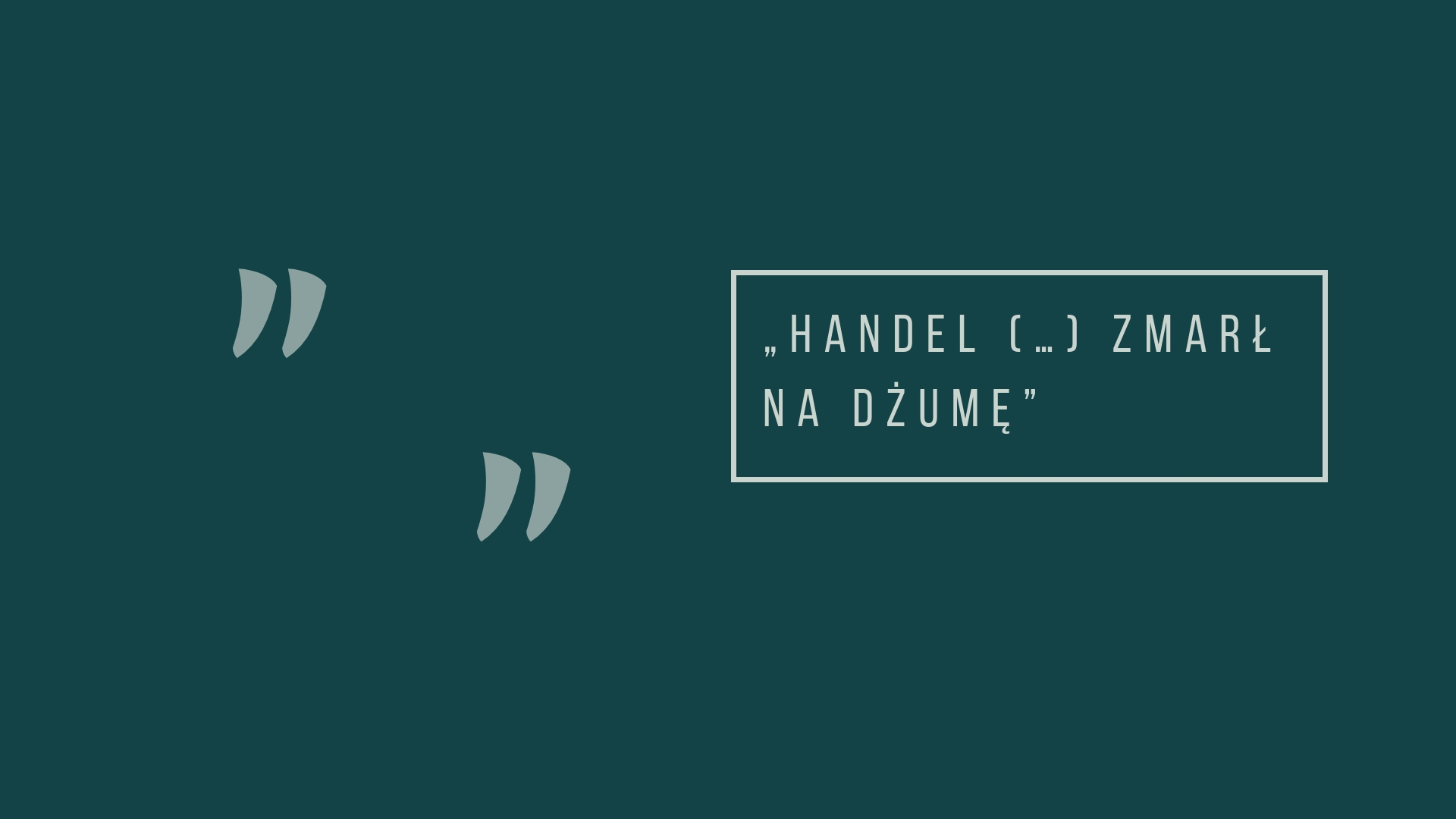 Narrator - mieszkaniec miasta: handel (...) zmarł na dżumę