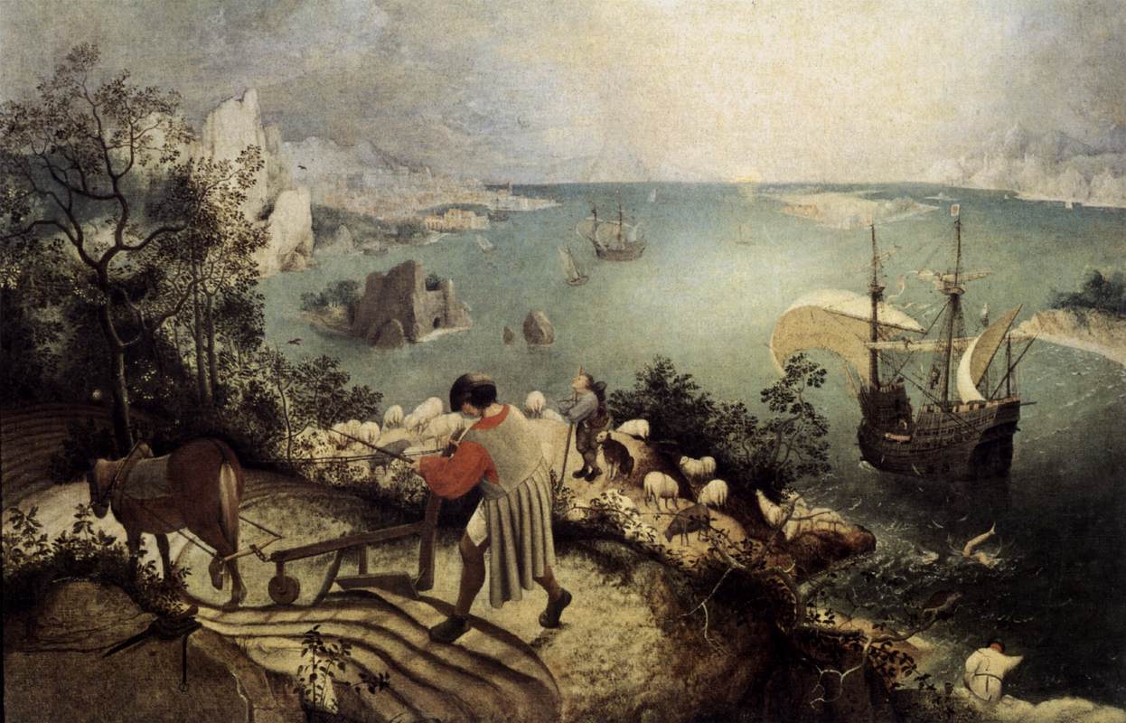 Pieter Bruegel starszy, »Pejzaż z upadkiem Ikara« (ok. 1558)
