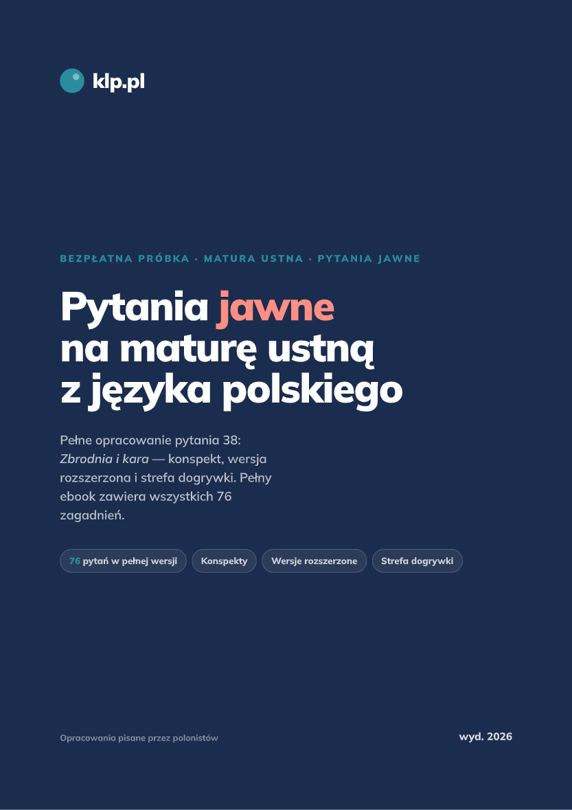 Okładka ebooka: Pytania jawne na maturę ustną z języka polskiego — klp.pl, wyd. 2026